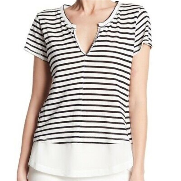 NEW Sanctuary Mixed Media Striped Tee Size Small - Picture 2 of 12